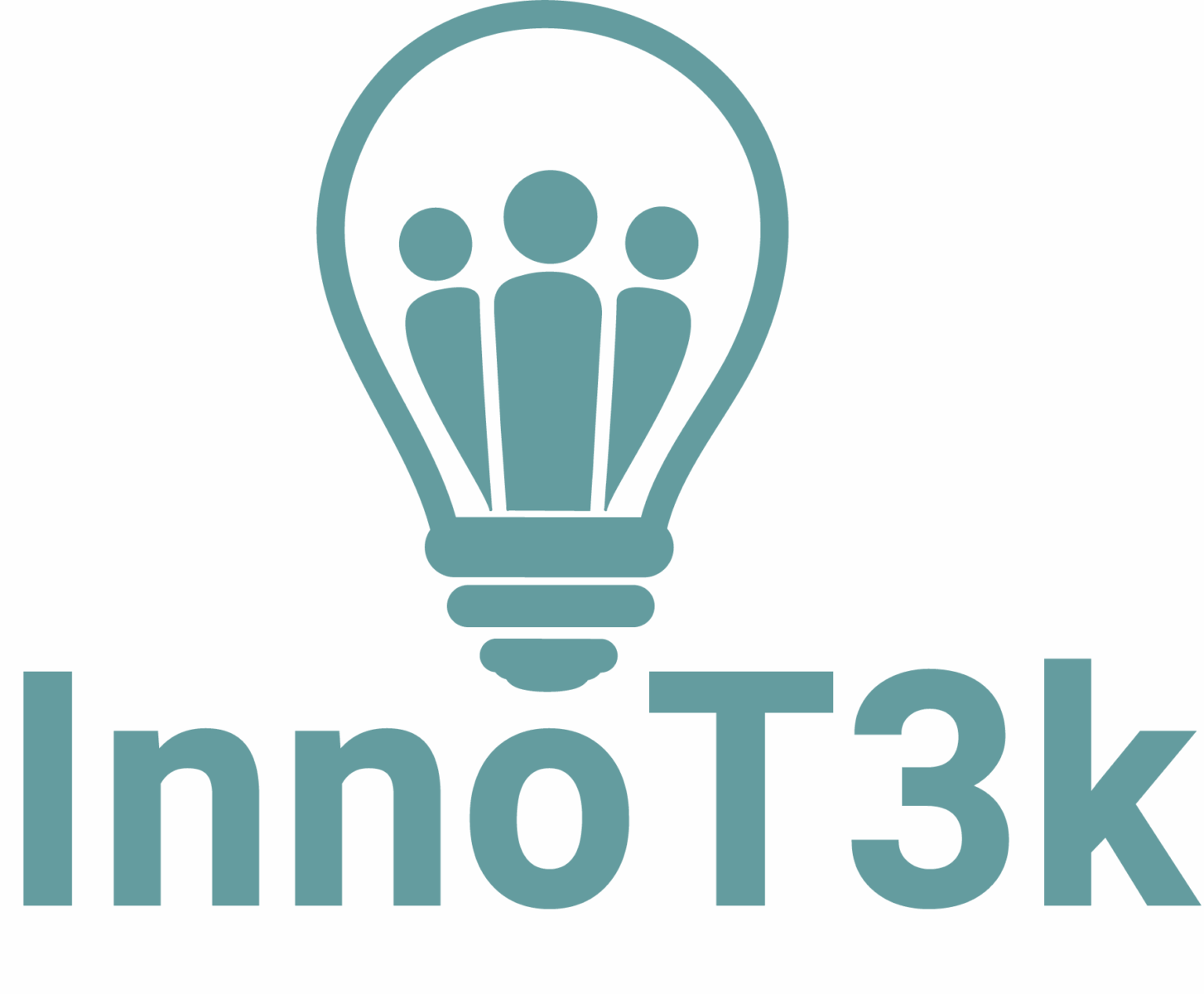 InnoT3k-linjan logo, jossa lampun sisässä kolmen hengen ihmishahmotiimi. Lisäksi logossa InnoT3k-linjan nimi.
